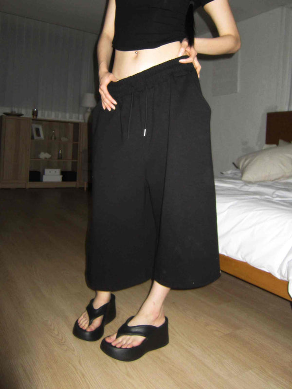 snap wide bermuda 7/8 length training pants