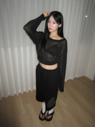 diploma patch wide bermuda 7/8 training pants