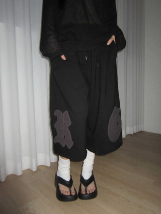 diploma patch wide bermuda 7/8 training pants