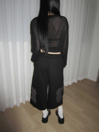 diploma patch wide bermuda 7/8 training pants