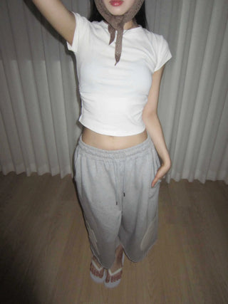 diploma patch wide bermuda 7/8 training pants