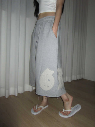 diploma patch wide bermuda 7/8 training pants