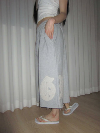 diploma patch wide bermuda 7/8 training pants