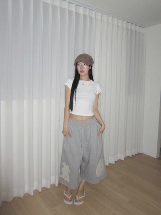 diploma patch wide bermuda 7/8 training pants