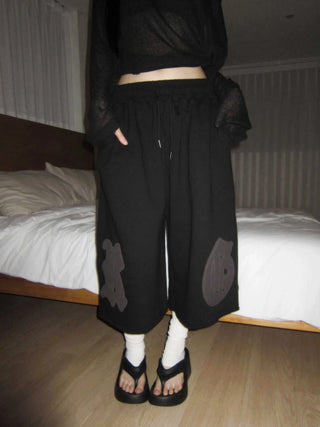 diploma patch wide bermuda 7/8 training pants