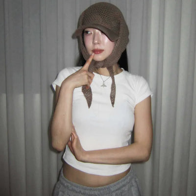 Knitted hood scarf ball cap hat