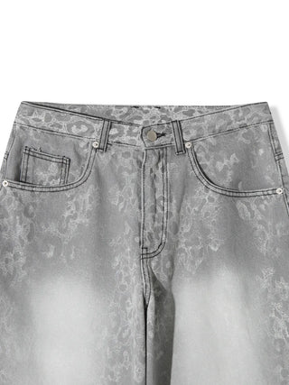 leopard print wide bermuda shorts with 3/4 length denim pants