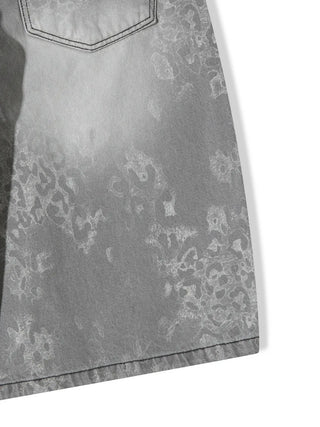 leopard print wide bermuda shorts with 3/4 length denim pants