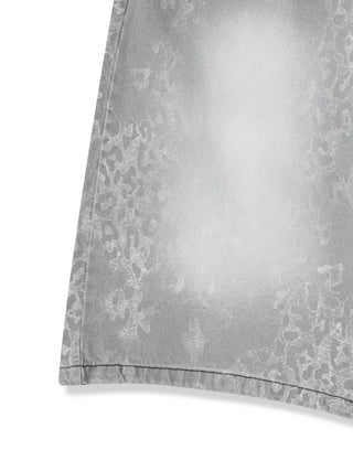 leopard print wide bermuda shorts with 3/4 length denim pants