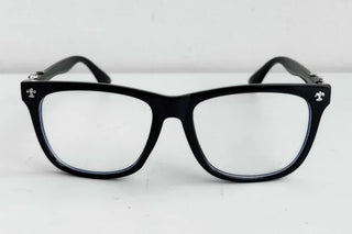 Chrome Cross Blue Light Blocking Square Horn-Rimmed Glasses