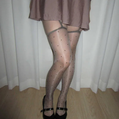 garter belt dotted see-through stockings