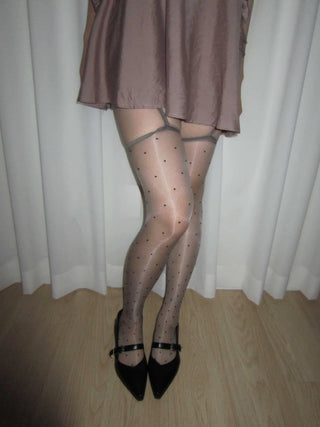garter belt dotted see-through stockings