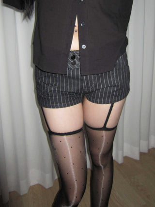 garter belt dotted see-through stockings