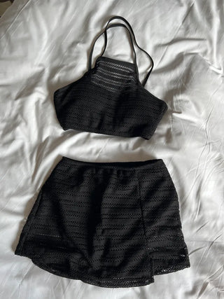 crochet mesh halter neck bikini swimsuit