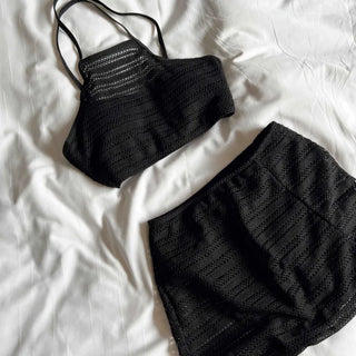 crochet mesh halter neck bikini swimsuit