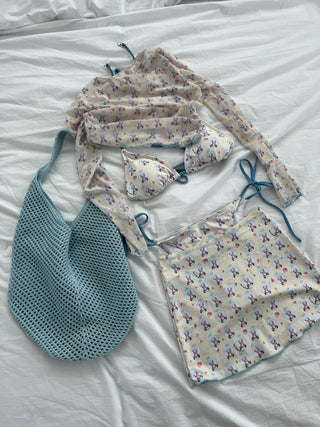 Teddy Bear 4-Piece Bikini Skirt Cover-Up Swimsuit