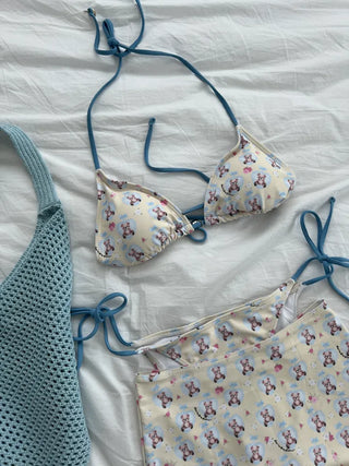 Teddy Bear 4-Piece Bikini Skirt Cover-Up Swimsuit