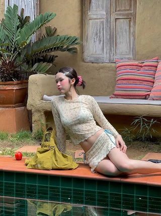 Teddy Bear 4-Piece Bikini Skirt Cover-Up Swimsuit