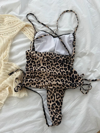 Leopard print leopard print monokini one-piece swimsuit