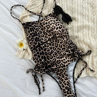 Leopard print leopard print monokini one-piece swimsuit