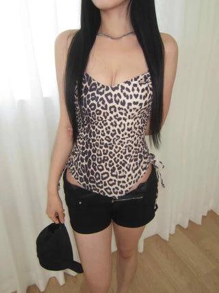Leopard print leopard print monokini one-piece swimsuit