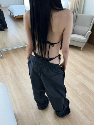 washed wide track pants