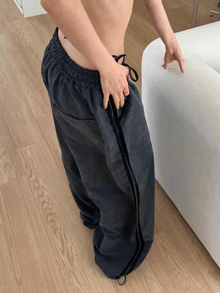 washed wide track pants