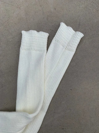 Knitted Goalji Long Leg Warmer Ring Knee Socks