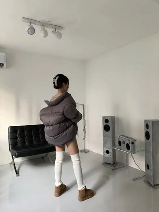 Knitted Goalji Long Leg Warmer Ring Knee Socks