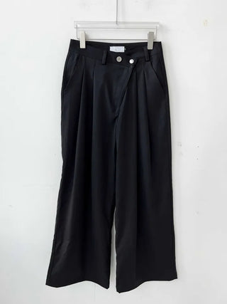 belt point pin tuck wide slacks pants