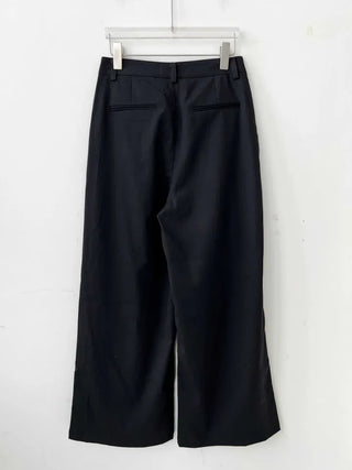 belt point pin tuck wide slacks pants
