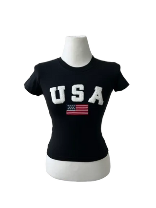 USA Poggle Logo Crop Short Sleeve T-Shirt