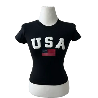 USA Poggle Logo Crop Short Sleeve T-Shirt