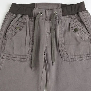 Vintage Y2K semi-bootcut washed banded cotton long flare pants