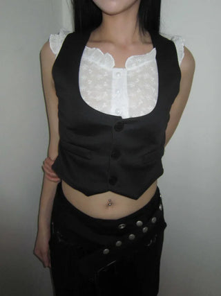 Cupid Two-Piece Halter Neck Vest Set with Integrated Blouse