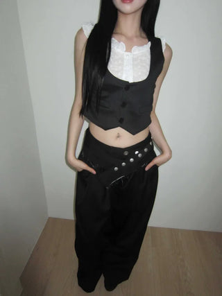 Cupid Two-Piece Halter Neck Vest Set with Integrated Blouse