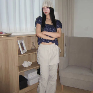 nylon shirring washer skirt layered wide banding pants skirt pants