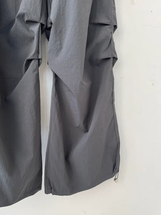 nylon shirring washer skirt layered wide banding pants skirt pants