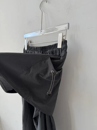 nylon shirring washer skirt layered wide banding pants skirt pants