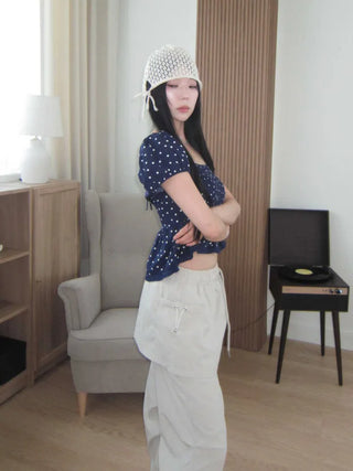 nylon shirring washer skirt layered wide banding pants skirt pants