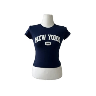 New York Poggle Crop Slim Fit Short Sleeve T-Shirt
