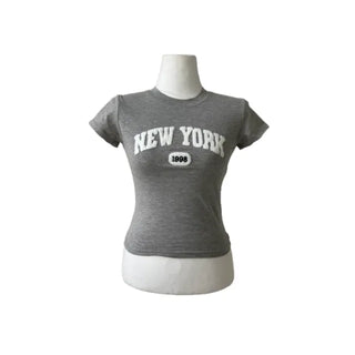 New York Poggle Crop Slim Fit Short Sleeve T-Shirt