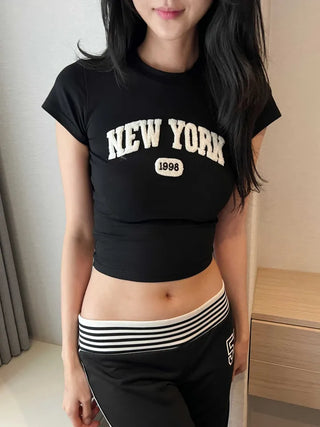 New York Poggle Crop Slim Fit Short Sleeve T-Shirt