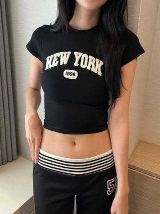 New York Poggle Crop Slim Fit Short Sleeve T-Shirt