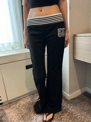 Low-rise number bootcut banding track training pants