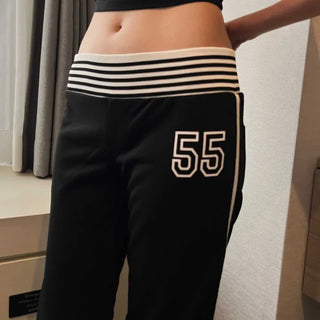 Low-rise number bootcut banding track training pants