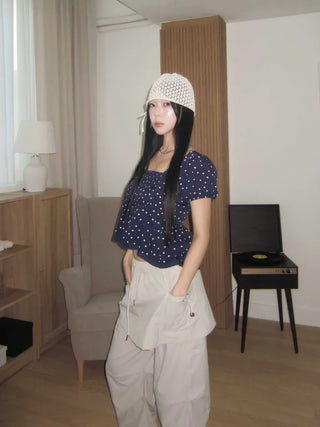 crochet mesh strap beanie