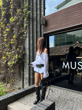 Mumu Buckle Strap Leather Biker Long Boots