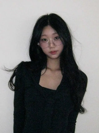 Silver Cubic Gem Geek Chic Nerd Round Glasses Frame