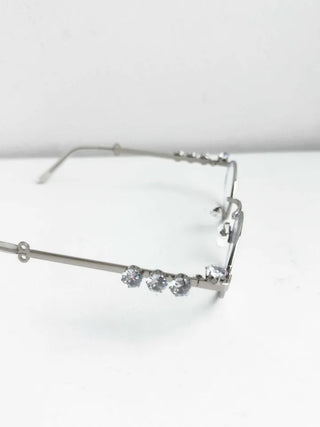 Silver Cubic Gem Geek Chic Nerd Round Glasses Frame